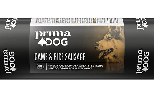 PrimaDog Game & Rice Riista-riisi -makkara, 800 g